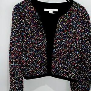 Diane Von Furstenberg Black Multicolor Tweed Blazer